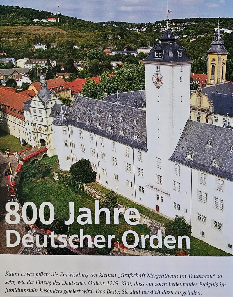 Aerial view of the Deutschordensmuseum in Bad Mergentheim celebrating 800 years of the Teutonic Order.