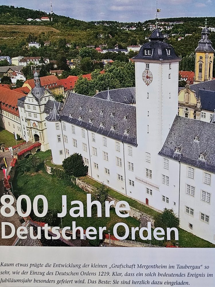 Aerial view of the Deutschordensmuseum in Bad Mergentheim celebrating 800 years of the Teutonic Order.